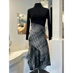 Elegant Asymmetrical Black & Silver Women's Skirt